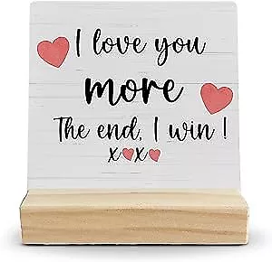  Love Sign Desk Decor Love You More Sign Wood Desk Sign I Love You Gifts For  • $24.28