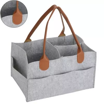 £4.49 • Buy Baby Diaper Organizer Caddy Felt Changing Nappy Kids Storage Carrier Bag Grey UK