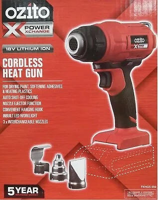 OZITO Power X Change 18V Cordless Air Drying Heat Gun PLUS 3 Nozzles - Skin Only • $128