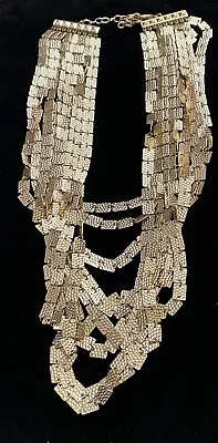 GRAZIANO Gold Tone Egyptian Style 9 Chain Collar Statement Necklace SIGNED • £24.99