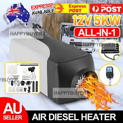 Diesel Air Heater 12V 5KW Tank Remote Control Thermostat Caravan Motorhome RV AU • $88.85