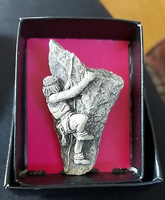 Rock Climbing Brooch Figure On Rock Face Ceramic Great Detailing Boxed Climber • £7