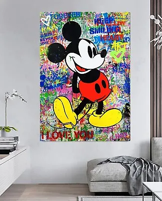Mickey Graffiti Street Art Kids Picture Framed Wall Canvas Or Paper Poster Print • £7.99