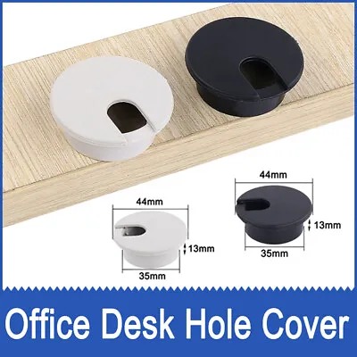 35mm Computer Desk Plastic Grommet Table Cable Tidy Wire Hole Cover Black / Grey • £1.43