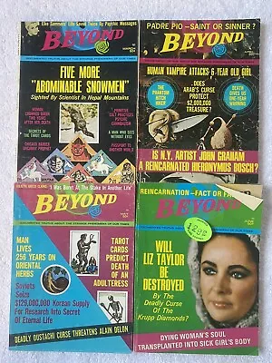 Lot Of 4 Beyond Magazines UFO’s Paranormal #’s 7-10 1969 Liz Taylor Cover • $19.99