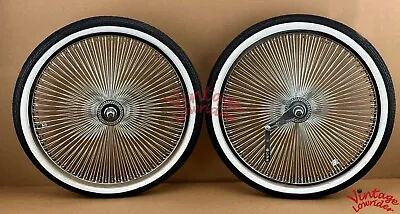 20  Vintage Lowrider High End Polished Wheels 144 Spokes W/ Tires & Dice Valve. • $224.79