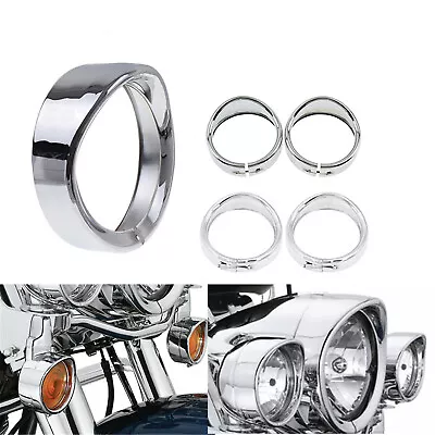 Headlight Fog Light Visor Cover Turn Signal Trim Ring Fit For Harley Touring • $58.99