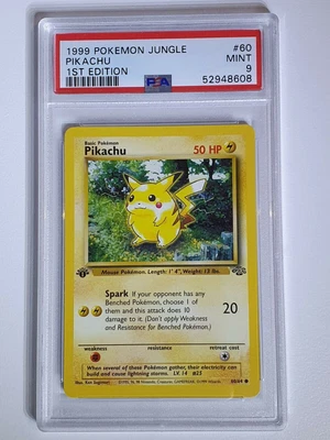 $227.76 • Buy 1999 Pokemon Pikachu 60/64 1st Edition Jungle Red Cheeks - PSA 9