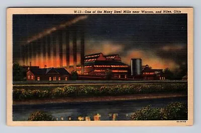 Warren OH-Ohio Steel Mill Antique Vintage Souvenir Postcard • $7.99