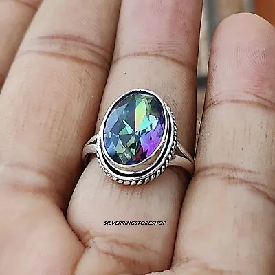 Mystic Topaz Gemstone 925 Sterling Silver Beautiful Designer Ring All Size RB.75 • $17.99