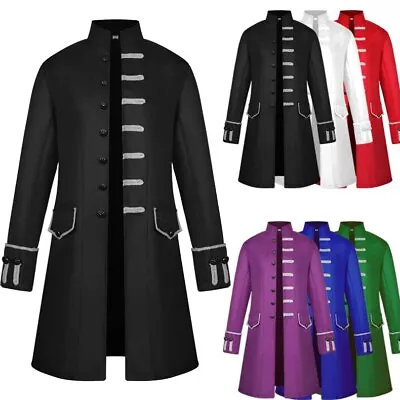 Renaissance Men's Coat Medieval Clothing Solid Color Fashion Steam Punk Vintage • $19.97