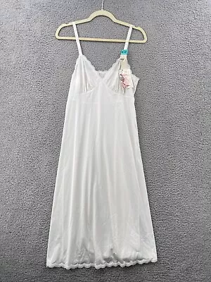 Vintage NOS SHADOWLINE 34 Bust 42  Length Nylon Full Slip With Lace White • $21.98
