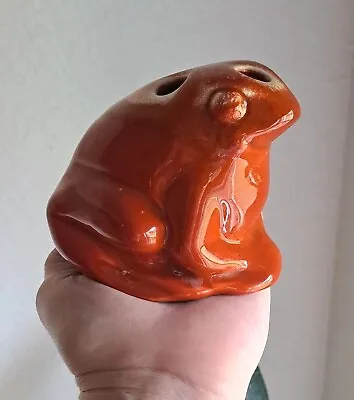 Rust Red Orange Ceramic Glazed Pottery Frog Vintage 4  Unique Rare  • $20.50