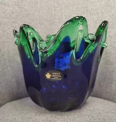NEW❣️Gorgeous Murano Blue & Green Art Glass Large Vase/Bowl • $89