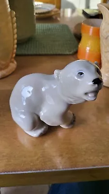 Vintage Russian Lomonosov Porcelain White Polar Bear Figurine USSR.  Ht 12.5cm • £20