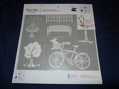 MARTHA STEWART Adhesive Laser-Cut Stencil 6 Designs ~ Bicycle Theme BRAND NEW • $9.99