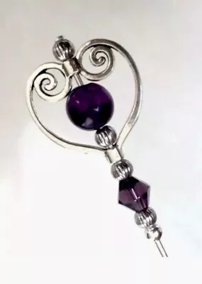 £6.50 • Buy Hat Pin Amethyst Gemstone Antique Silver 5  Long, Ladies Hats, Brooch Pins