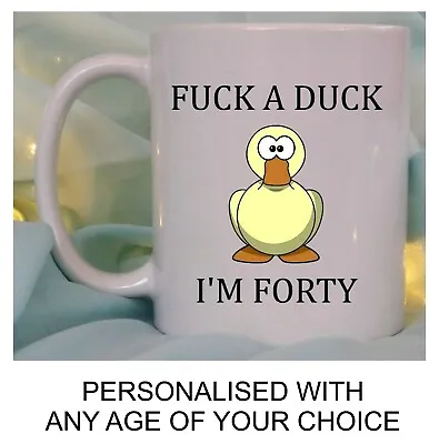 Funny Rude Birthday Gift *fuck*a Duck Mug Personalised Any Age Adult Mens Women • £10.95