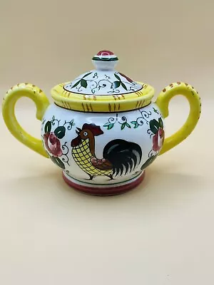 UCAGCO PY ROOSTER & ROSES Sugar Bowl With Lid Vintage • $16.95