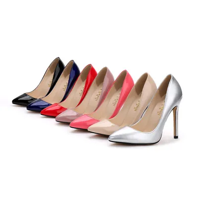 Men's High Heels Crossdresser Pointed Toe Pumps Drag Queen Patent Leather Shoes • $45.88