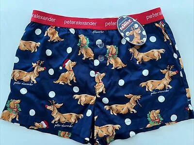 NEW! Peter Alexander Men’s Daxie Dachshund Christmas Pyjama Shorts - Size M • $34.95