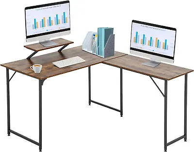 L-Shaped Computer Desk Industrial Corner Game Table Office Writing Desk Retro • $57.99