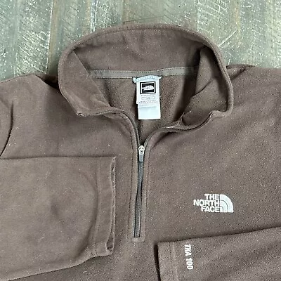 THE NORTH FACE Brown TKA100 Light Fleece Jacket Quarter Zip Front Mens Sz Large • $17.79