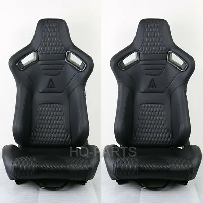 2 X Tanaka Premium Black Carbon Pvc Leather Racing Seats Reclinable Fits Mustang • $347.81