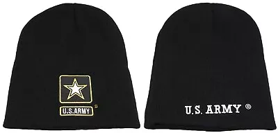 U.S. Army Star Black Embroidered Beanie Skull Cap Hat • $9.88