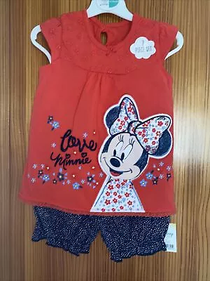 George Asda Baby Girl Red Minnie Mouse Shorts &  T-shirt Set New Tags • £16.99