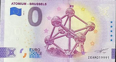 Ticket 0 Zero Euro Atomium Brussels Belgium 2022 Number Radar 19991 • £8.38