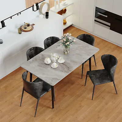 Large Modern Mid-Century Slate Kitchen Dining Table W/ Black Sintered Stone Top • $219.93