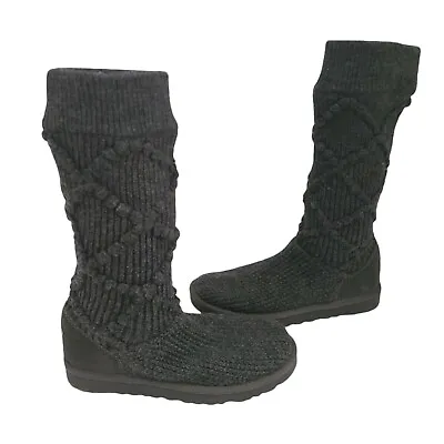 UGG 5879 Classic Cardy Argyle Sweater Boots Gray 7 EUC • $39.50