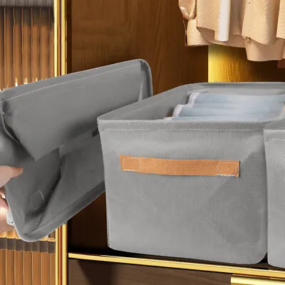 3 Packs Foldable Storage Boxes Large Folding Fabric Clothes Baskets For Wardrobe • £12.99