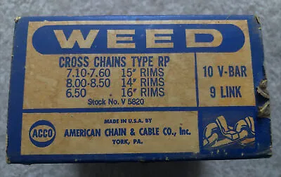 $19.99 • Buy Vintage Weed 10 V-bar 9 Link Cross Chains Type Rp In The Original Box Made In Us
