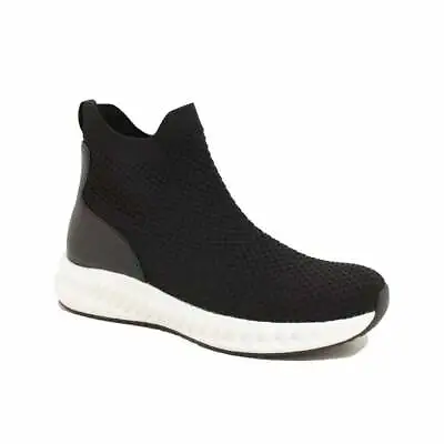 £75 • Buy Women's Black Knit Stretch Fabric Pull-On Wedge Trainer Boot 25419 By Caprice