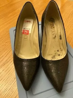 Ellen Tracy Womens Graffiti Black Sequin Pumps Shoes 7.5 • $12