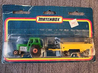 Matchbox SUPERFAST Two Pack 78 Tractor Green Yellow Hay Trailer #46 MOC 1990 • $24.90