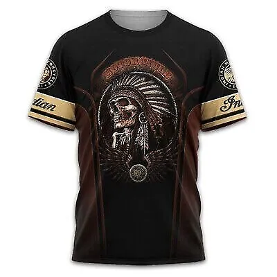 Fan Made American Indian Motorcycle 3D Printed T-Shirt Best Gifts • $28.99
