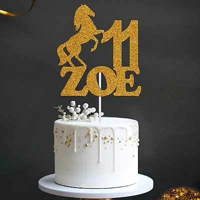 Personalised Horse Glitter Glitter Cake Topper Birthday Party Decor Cake Topper • £2.97