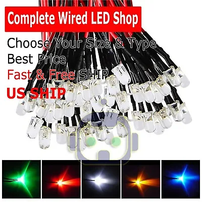 1.8mm 2mm 3mm 5mm 8mm 10mm Pre Wired LED DC9-12V Lights Emitting Diodes • $4.75