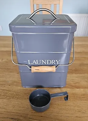 Metal Laundry Detergent/powder Container With Lid And Scoop Grey. • £10.99