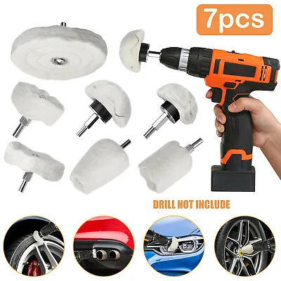 7PCS Car Polisher Polishing Buffing Pads Mop Wheel Drill Kit Aluminum Stainless • $15.98