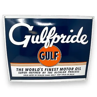 Gulf Motor Oil Gulf Pride Porcelain Enamel Sign Vintage Advertising • $59.99