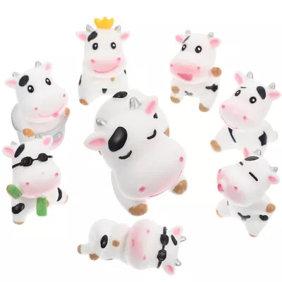  8 Pcs Resin Cow Ornament Cupcake Toppers Garden Tiny Statues • £10.68