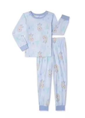 Disney Girls Frozen 2 Pajamas Set Size 6 6X NWT Elsa Soft Blue Snug Fit Top • $14.99