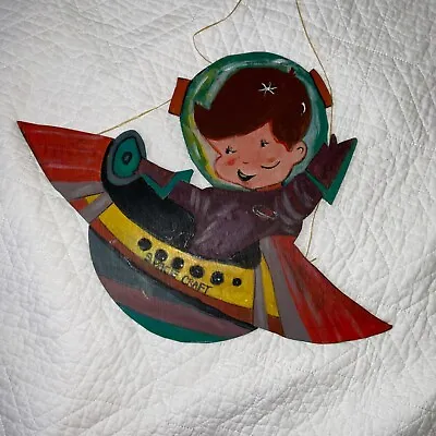 Vintage 60s Space Boy In A Spaceship Original Handmade PAINTING On Wood • $117