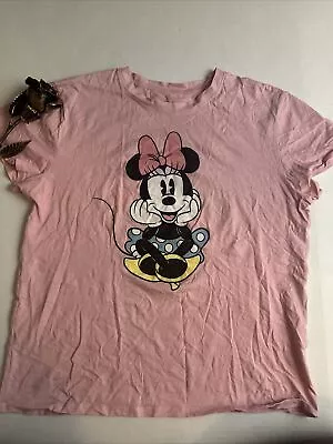 Women's Shirt Disney Brand Minnie Mouse Graphic Pink Size L T-Shirt • $6.99