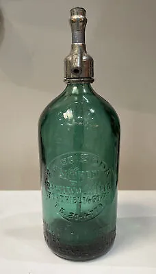 Vintage (1933) Green Glass Seltzer Bottle From Argentina EUC • $125