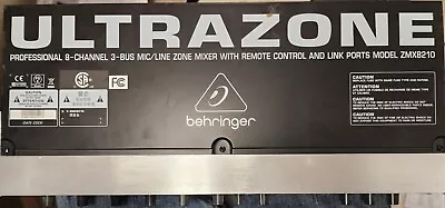 Used Behringer ZMX8210 UltraZone Professional 8-Channel 3-Bus Mic/Line Mixer • $39.99
